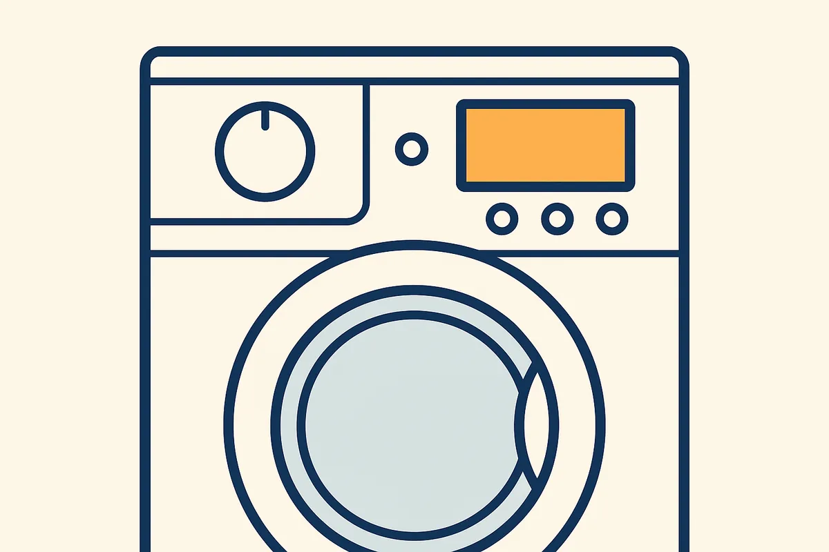 Illustratie van een wasmachinedisplay waarop een foutcode wordt getoond